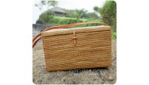 sequare sling cosmetic large bags rattan straw handmade